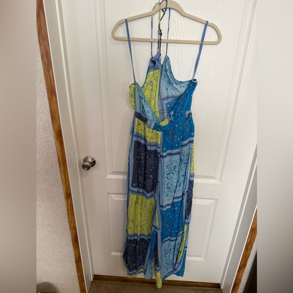 aerie Pants - Aerie Vibrant Blue and Lime Jumpsuit